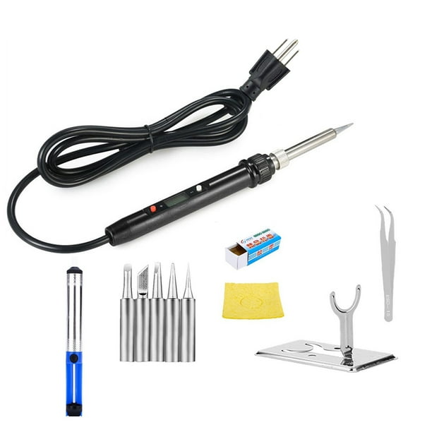 Color: A Soldering Portable Soldering Iron Kit 110V/220V 60W Electronics Welding Iron Tools Set with Adjustable Temperature Function 